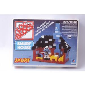 70s Smurf House, Entex, Peyo, Loc Blocs, Interlocking Blocks, Plastic Bricks,